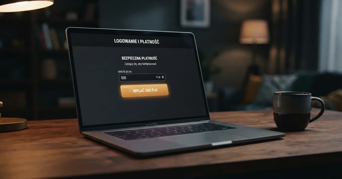 Ekran logowania do kasyna online z widocznym logo Visa przy formularzu wpłaty